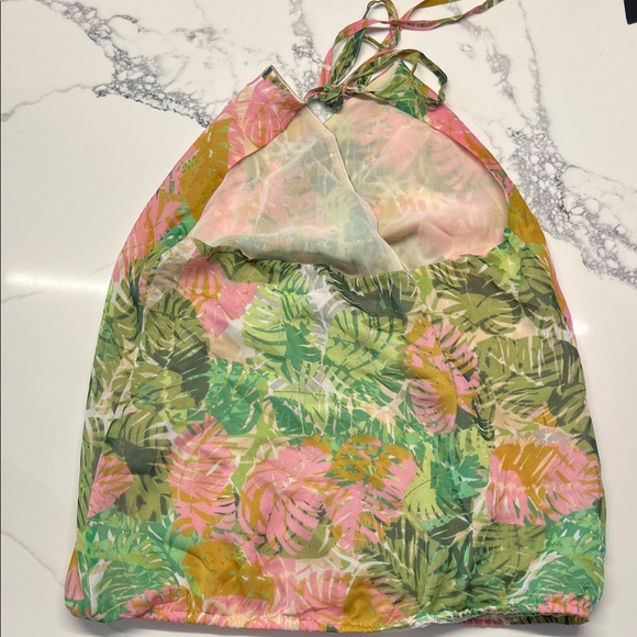 Vibrant Leaf Print Halter Crop Top - Picture 3 of 6